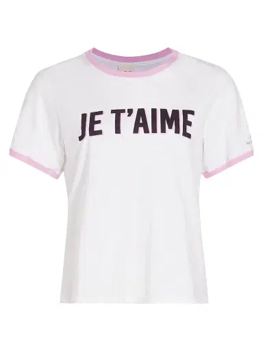 Cinq à Sept Women's Je T'aime Two-Tone T-Shirt - White Carnation - Size Large | Thumbnail 1