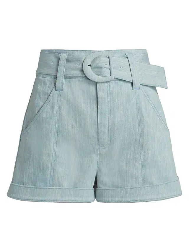 Cinq à Sept Women's Aldi Belted Melangé Shorts - Kettle Pond White