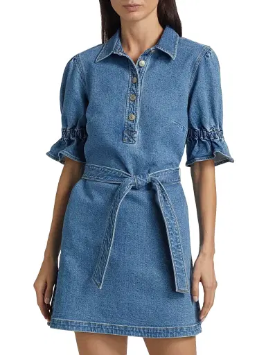 Cinq à Sept Women's Nataly Denim Belted Minidress | Thumbnail 3 Cinq à Sept Women's Nataly Denim Belted Minidress | Thumbnail 3