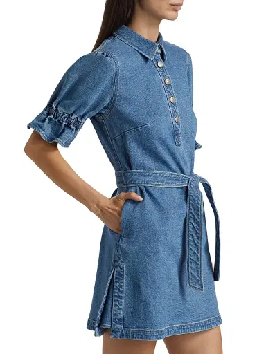 Cinq à Sept Women's Nataly Denim Belted Minidress | Thumbnail 4 Cinq à Sept Women's Nataly Denim Belted Minidress | Thumbnail 4