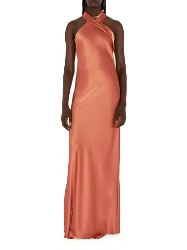 GALVAN LONDON Women's Pandora Halter Column Gown - Cinnamon - Size 4 | Thumbnail 2 GALVAN LONDON Women's Pandora Halter Column Gown - Cinnamon - Size 4 | Thumbnail 2
