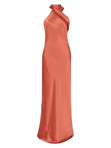 GALVAN LONDON Women's Pandora Halter Column Gown - Cinnamon - Size 4 | Thumbnail 1 GALVAN LONDON Women's Pandora Halter Column Gown - Cinnamon - Size 4 | Thumbnail 1