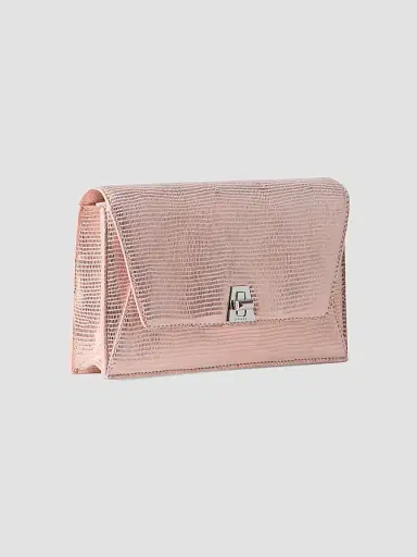 Akris Women's Anouk Embossed Leather Envelope Crossbody Bag - Pale Rose Metallic | Thumbnail 2 Akris Women's Anouk Embossed Leather Envelope Crossbody Bag - Pale Rose Metallic | Thumbnail 2