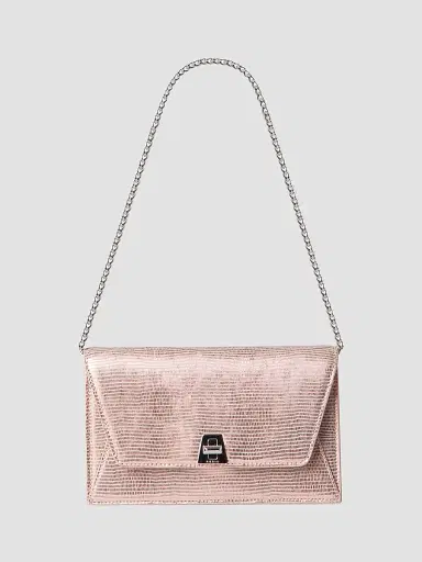 Akris Women's Anouk Embossed Leather Envelope Crossbody Bag - Pale Rose Metallic | Thumbnail 4 Akris Women's Anouk Embossed Leather Envelope Crossbody Bag - Pale Rose Metallic | Thumbnail 4