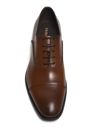 FERRAGAMO Men's Leather Cap-Toe Oxfords - Natural | Thumbnail 4