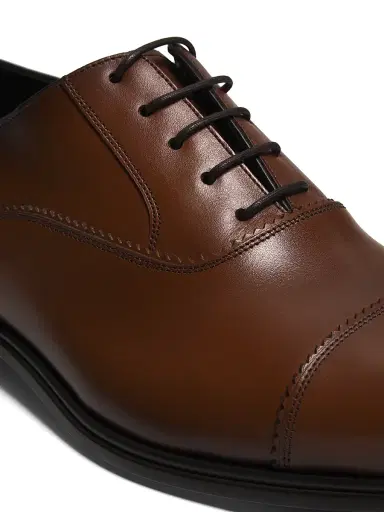 FERRAGAMO Men's Leather Cap-Toe Oxfords - Natural | Thumbnail 5