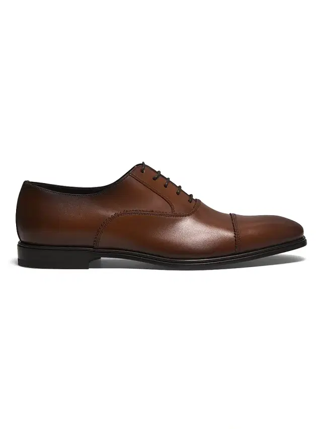 FERRAGAMO Men's Leather Cap-Toe Oxfords - Natural