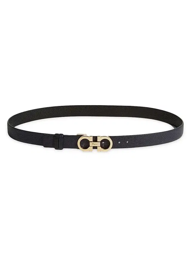FERRAGAMO Women's Gancini Reversible & Adjustable Cut-to-Size Leather Belt - Nero