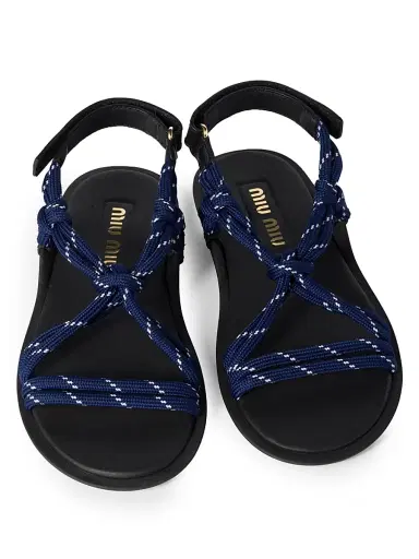 Miu Miu Women's Riviere Cord and Leather Sandals | Thumbnail 2 Miu Miu Women's Riviere Cord and Leather Sandals | Thumbnail 2