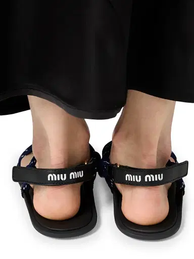 Miu Miu Women's Riviere Cord and Leather Sandals | Thumbnail 4 Miu Miu Women's Riviere Cord and Leather Sandals | Thumbnail 4