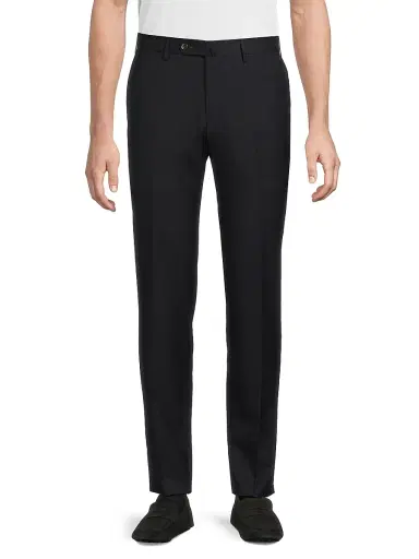 PT Torino Men's High-Performance Wool Button-Tab Slim Trousers - Dark Blue - Size 46 | Thumbnail 3
