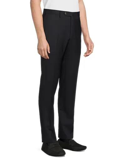 PT Torino Men's High-Performance Wool Button-Tab Slim Trousers - Dark Blue - Size 46 | Thumbnail 4