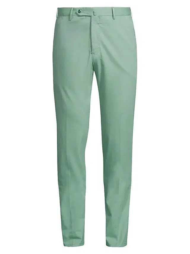 PT Torino Men's Délavé Soft Stretch-Cotton Pants - Light Green