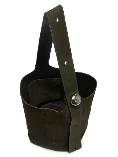 Loewe Men's Large Pebble Leather Bucket Bag - Dark Olive | Thumbnail 3
