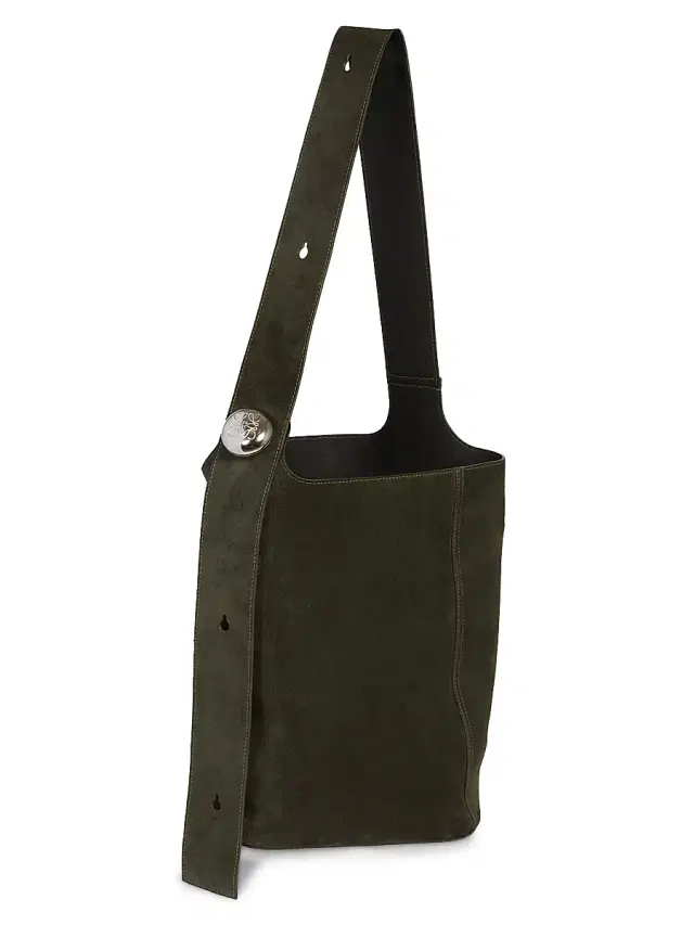LOEWE Men's  Pebble Leather Bucket Bag - Dark Olive