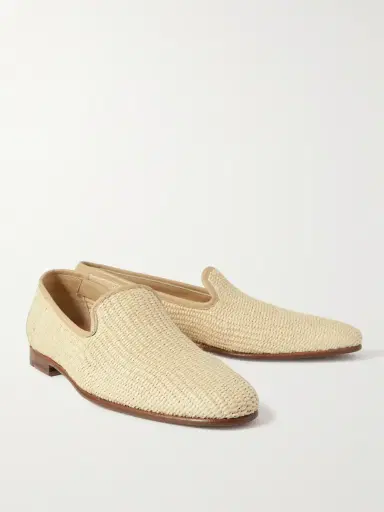 Manolo Blahnik Mario Leather-Trimmed Raffia Loafers - Men | Thumbnail 3 Manolo Blahnik Mario Leather-Trimmed Raffia Loafers - Men | Thumbnail 3