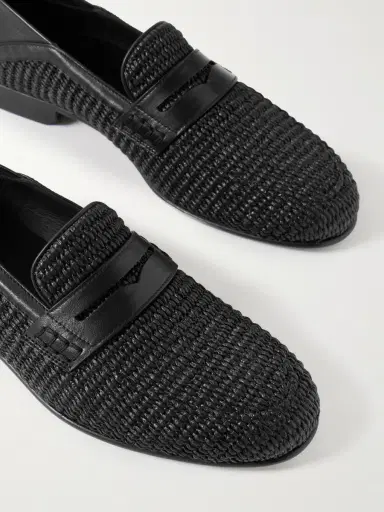 Manolo Blahnik Padstow Collapsible-Heel Leather-Trimmed Raffia Loafers - Men | Thumbnail 5 Manolo Blahnik Padstow Collapsible-Heel Leather-Trimmed Raffia Loafers - Men | Thumbnail 5