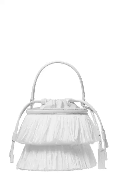 Michael Kors Collection Mini Ischia Bucket Bag - Optic White | Thumbnail 1 Michael Kors Collection Mini Ischia Bucket Bag - Optic White | Thumbnail 1