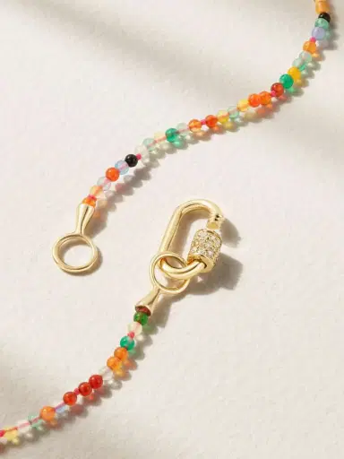 Marla Aaron Itty Bitty Strand + Babylock 14-karat Gold, Agate And Diamond Necklace | Thumbnail 3