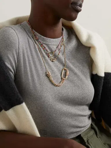 Marla Aaron Itty Bitty Strand + Babylock 14-karat Gold, Agate And Diamond Necklace | Thumbnail 5