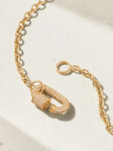 Marla Aaron Allstone Chubby Babylock + Pulley Chain 14-karat Gold Diamond Necklace | Thumbnail 3 Marla Aaron Allstone Chubby Babylock + Pulley Chain 14-karat Gold Diamond Necklace | Thumbnail 3