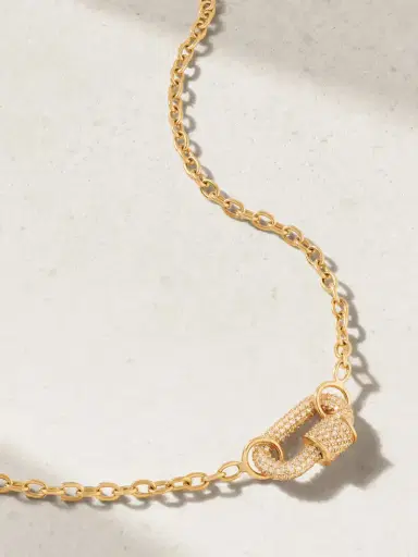 Marla Aaron Allstone Chubby Babylock + Pulley Chain 14-karat Gold Diamond Necklace | Thumbnail 4 Marla Aaron Allstone Chubby Babylock + Pulley Chain 14-karat Gold Diamond Necklace | Thumbnail 4