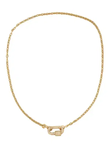 Marla Aaron Allstone Chubby Babylock + Pulley Chain 14-karat Gold Diamond Necklace | Thumbnail 1 Marla Aaron Allstone Chubby Babylock + Pulley Chain 14-karat Gold Diamond Necklace | Thumbnail 1