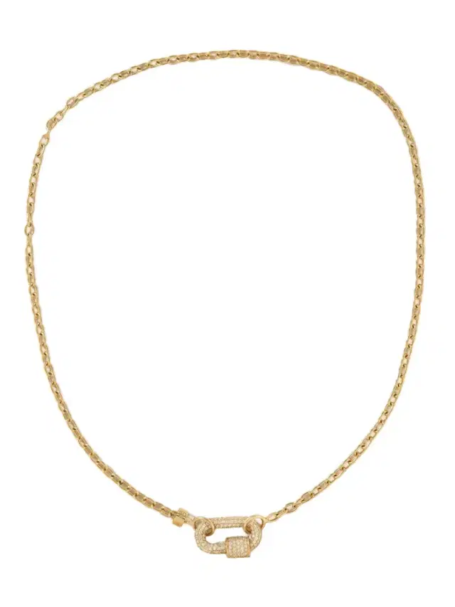 Marla Aaron Allstone Chubby Babylock + Pulley Chain 14-karat Gold Diamond Necklace