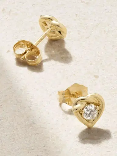 STONE AND STRAND Tie The Knot 10-karat Gold Diamond Earrings | Thumbnail 3 STONE AND STRAND Tie The Knot 10-karat Gold Diamond Earrings | Thumbnail 3