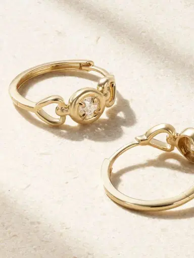 STONE AND STRAND Silvia 14-karat Gold Diamond Hoop Earrings | Thumbnail 3 STONE AND STRAND Silvia 14-karat Gold Diamond Hoop Earrings | Thumbnail 3