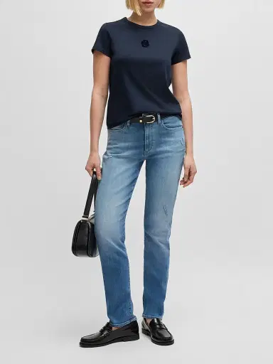 BOSS Women's Slim-Fit Jeans in Washed Stretch Denim - Light Blue | Thumbnail 6