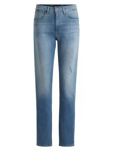 BOSS Women's Slim-Fit Jeans in Washed Stretch Denim - Light Blue | Thumbnail 1