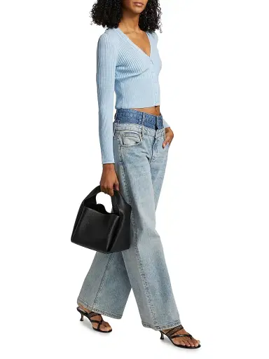SIMKHAI Women's Kove Double-Waistband Jeans - Two Tone Del Mar | Thumbnail 2