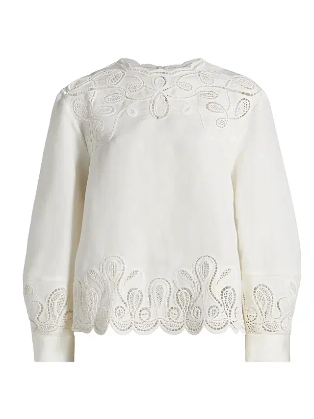 SIMKHAI Women's Wendlyn Linen-Blend Long-Sleeve Top -