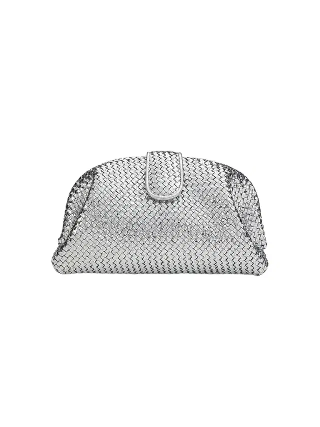 Bottega Veneta Women's Lauren 1980 Metallic Leather Clutch - Silver