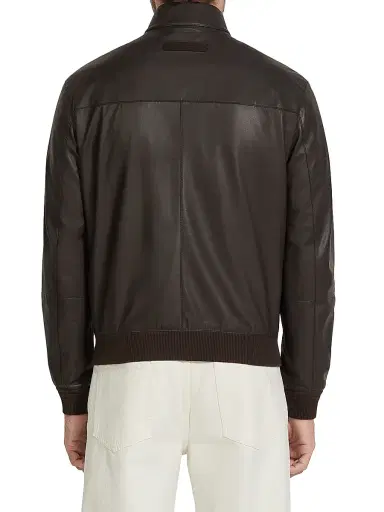 Zegna Men's Nappa Leather Bomber Jacket | Thumbnail 3