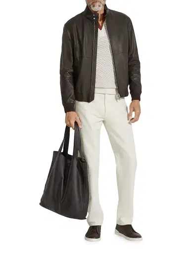Zegna Men's Nappa Leather Bomber Jacket | Thumbnail 5