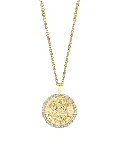 Anita Ko Women's Zodiac 18K Yellow Gold & 0.15 TCW Diamond Gemini Pendant Necklace - Yellow Gold | Thumbnail 1 Anita Ko Women's Zodiac 18K Yellow Gold & 0.15 TCW Diamond Gemini Pendant Necklace - Yellow Gold | Thumbnail 1