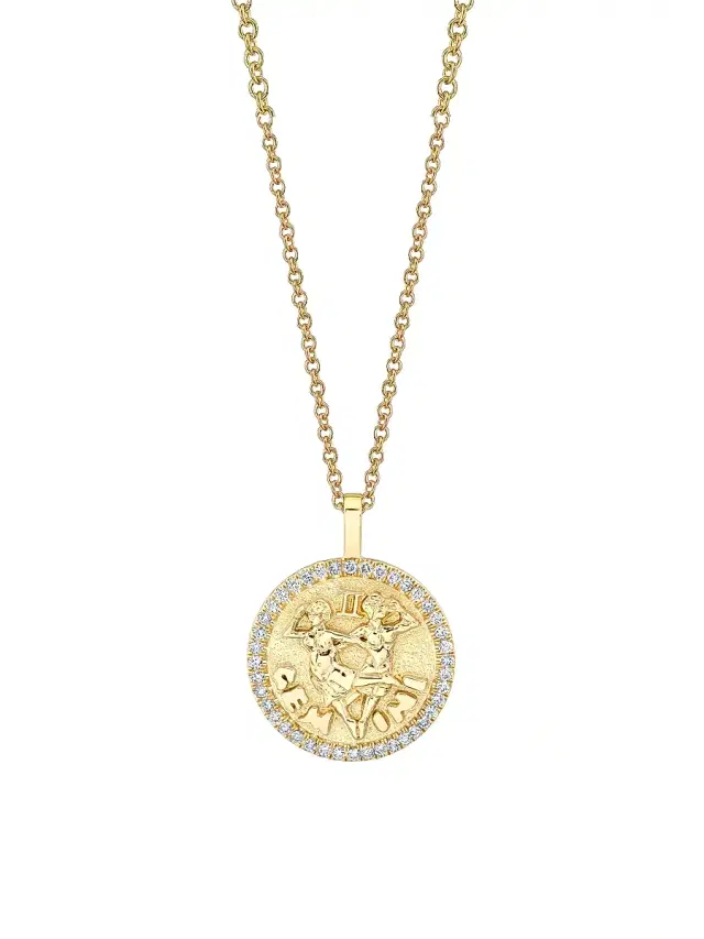 Women's Zodiac 18K Yellow Gold & 0.15 TCW Diamond  Gemini Pendant Necklace - Yellow Gold