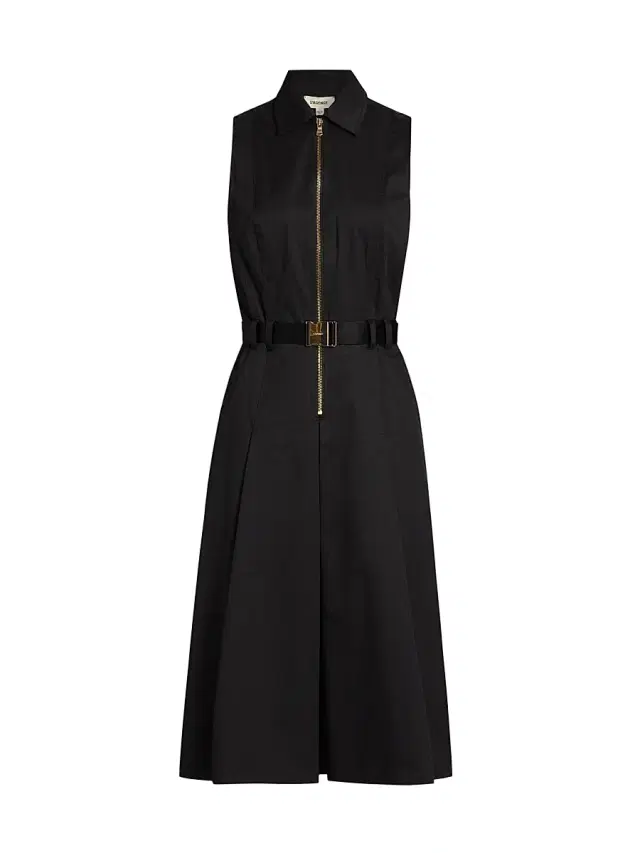 L'AGENCE Women's Kylo Cotton-Blend Belted Midi-Shirtdress - Black
