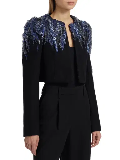 Dries Van Noten Women's Bea Embellished Wool Jacket - Black | Thumbnail 4