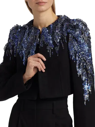 Dries Van Noten Women's Bea Embellished Wool Jacket - Black | Thumbnail 6