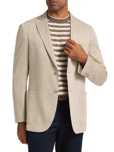 Saks Fifth Avenue Men's COLLECTION Wool & Silk Jersey Blazer - Cream - Size 48 | Thumbnail 3 Saks Fifth Avenue Men's COLLECTION Wool & Silk Jersey Blazer - Cream - Size 48 | Thumbnail 3