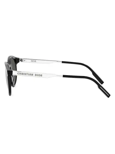Dior Men's DiorTag R1I 49MM Round Sunglasses - Silver Black Green | Thumbnail 3