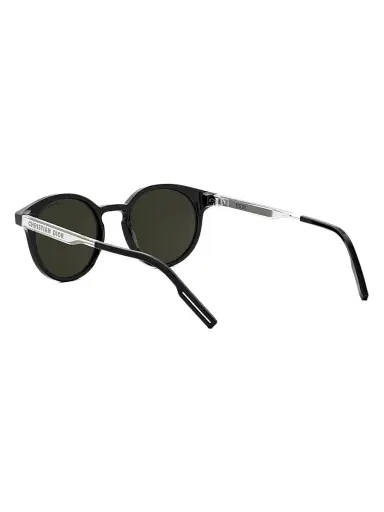 Dior Men's DiorTag R1I 49MM Round Sunglasses - Silver Black Green | Thumbnail 4