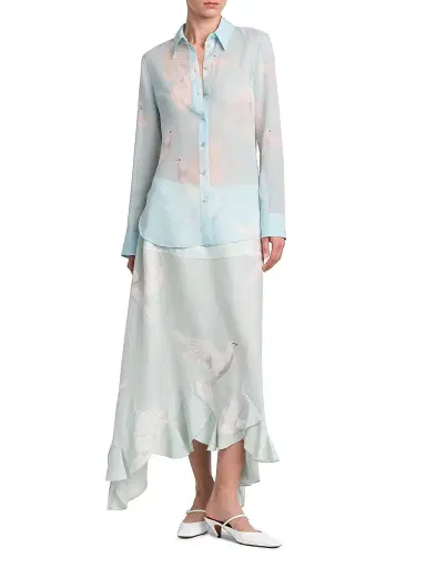 Stella McCartney Women's Birds Silk Georgette Slim-Fit Shirt | Thumbnail 2 Stella McCartney Women's Birds Silk Georgette Slim-Fit Shirt | Thumbnail 2