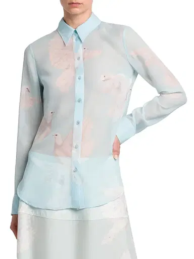 Stella McCartney Women's Birds Silk Georgette Slim-Fit Shirt | Thumbnail 3 Stella McCartney Women's Birds Silk Georgette Slim-Fit Shirt | Thumbnail 3