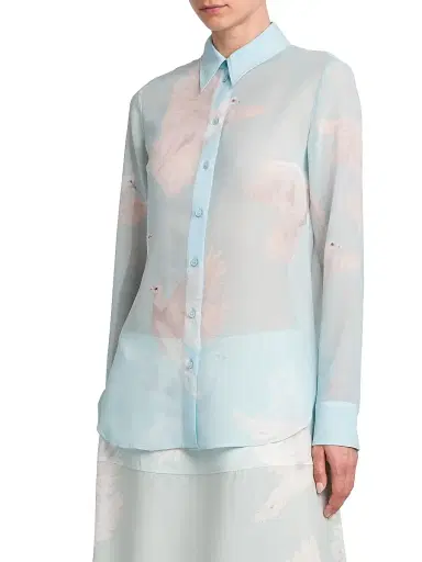 Stella McCartney Women's Birds Silk Georgette Slim-Fit Shirt | Thumbnail 4 Stella McCartney Women's Birds Silk Georgette Slim-Fit Shirt | Thumbnail 4