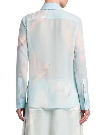 Stella McCartney Women's Birds Silk Georgette Slim-Fit Shirt | Thumbnail 5 Stella McCartney Women's Birds Silk Georgette Slim-Fit Shirt | Thumbnail 5