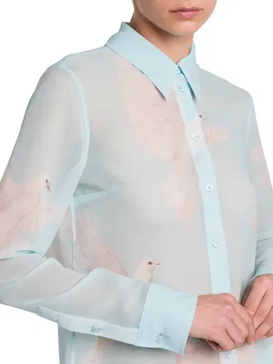 Stella McCartney Women's Birds Silk Georgette Slim-Fit Shirt | Thumbnail 6 Stella McCartney Women's Birds Silk Georgette Slim-Fit Shirt | Thumbnail 6